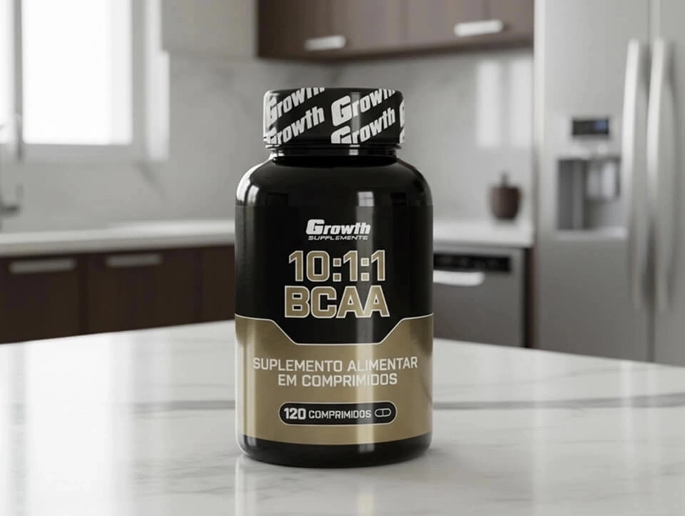 GROWTH SUPPLEMENTS - Imagem ilustrativa embalagem de BCAA 10:1:1 em comprimidos