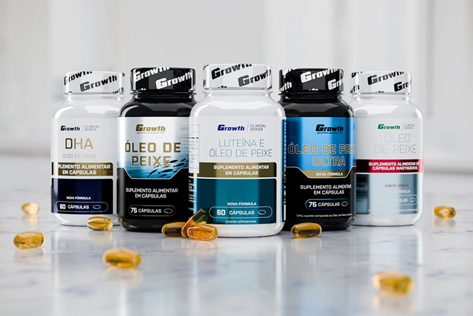 Produtos da Linha de óleo de peixe completa - Growth Supplements