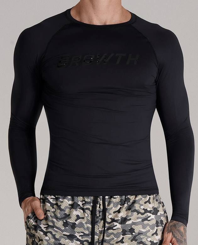 Camiseta Preta Manga Longa Termica Segunda Pele Growth