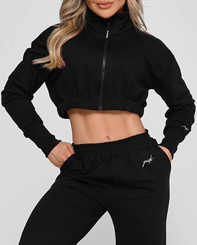 Jaqueta Moletom Cropped Growth Preto