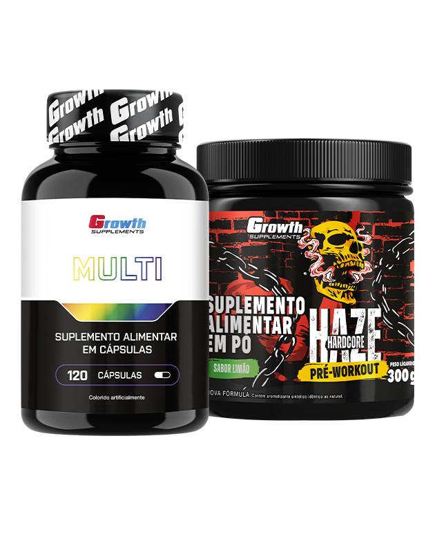 Kit Multivitamínico 120 caps  e Pré-Treino Haze 300g