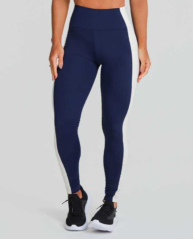Legging Growth Lateral Contrastante Azul Marinho