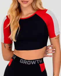 Cropped Growth Manga Curta Multicolor