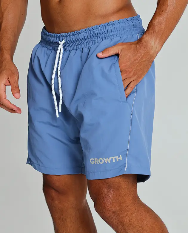 Short Banho Growth Azul Detalhes Cinza