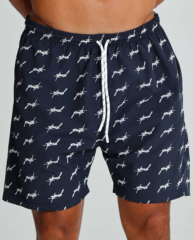 Short banho Growth Estampado Marinho com Off White