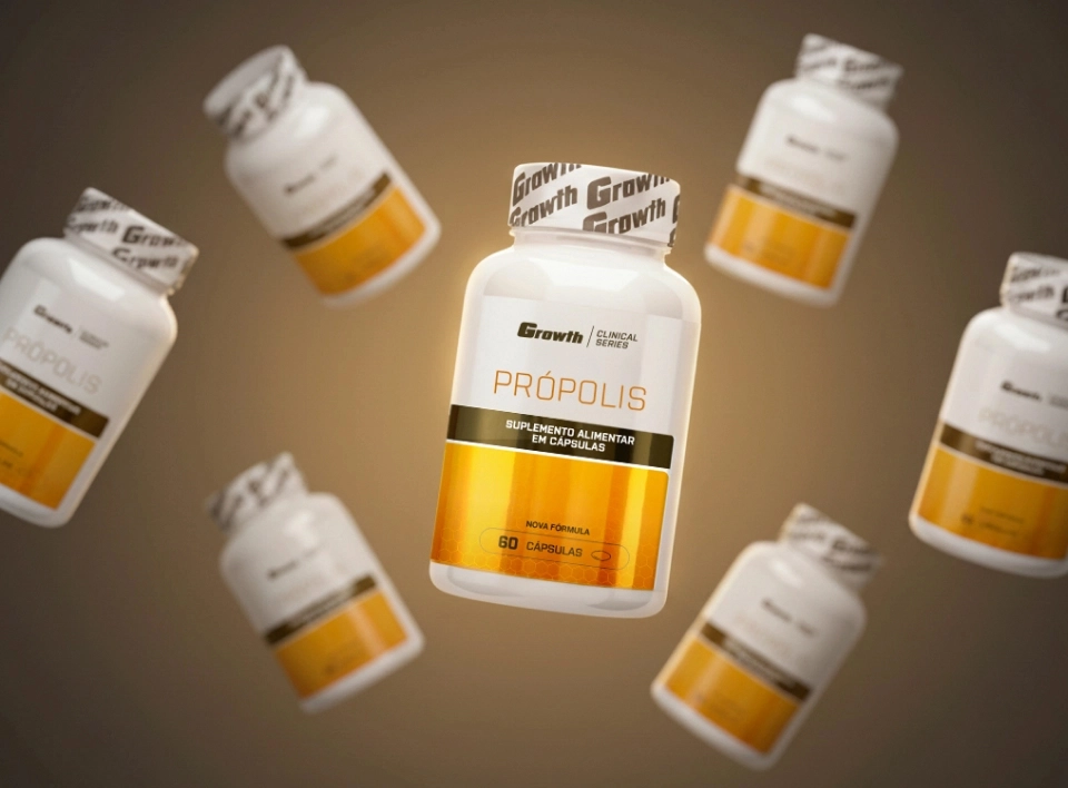 Growth Supplements -  Vários própolis flutuando em um fundo marrom