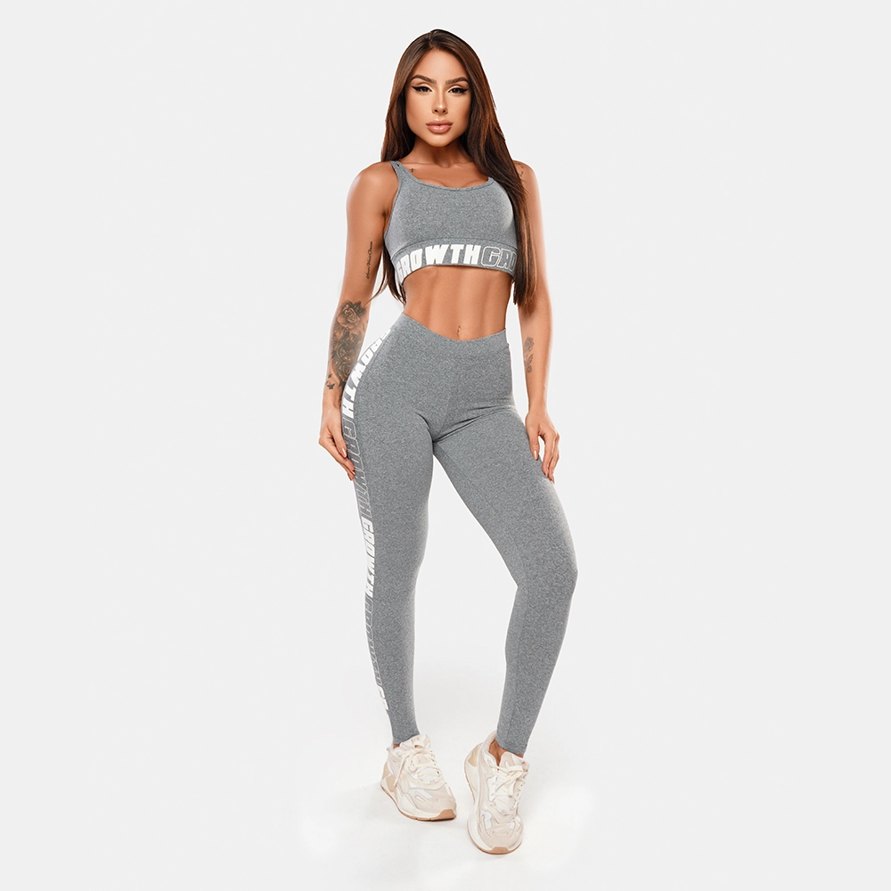 Legging Cinza Mescla Ad Recorte Logo Growth