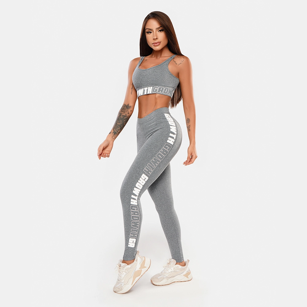 Legging Cinza Mescla Ad Recorte Logo Growth