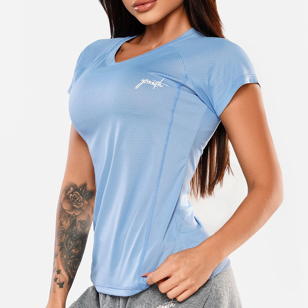 Camiseta Feminina Growth Manuscrito Azul Claro
