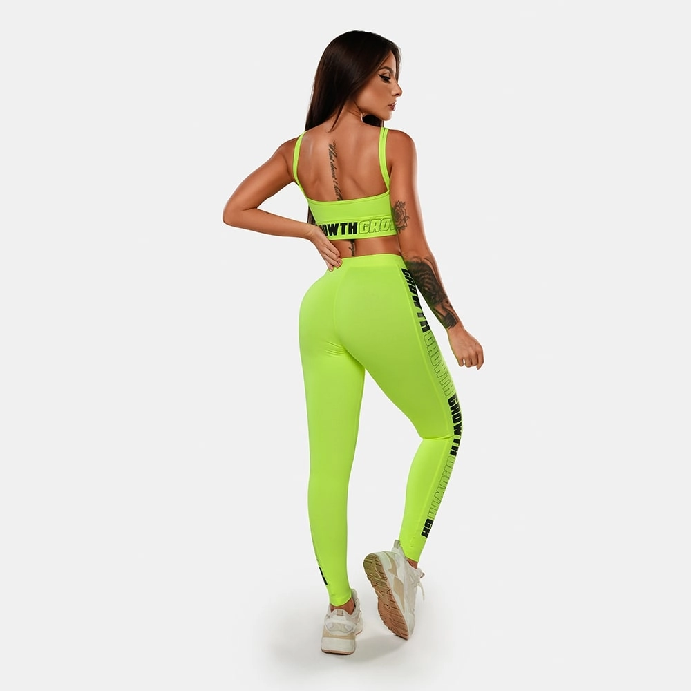 Legging Amarelo Neon Ad Recorte Logo Growth