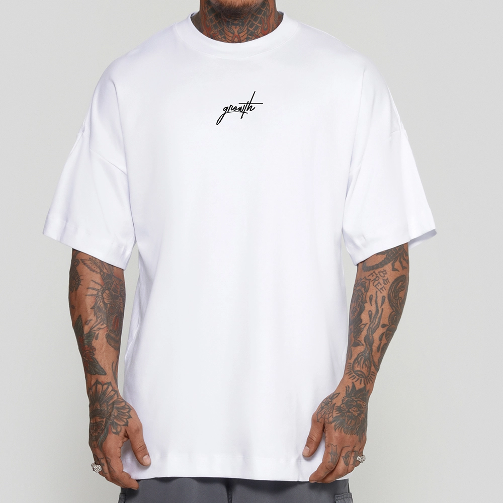 Camiseta Growth Oversized Manuscrito Branco