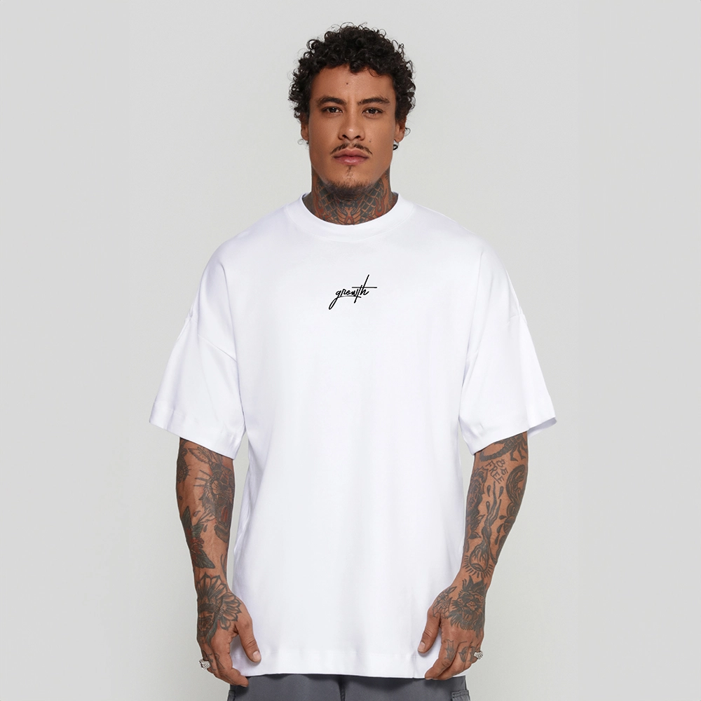 Camiseta Growth Oversized Manuscrito Branco