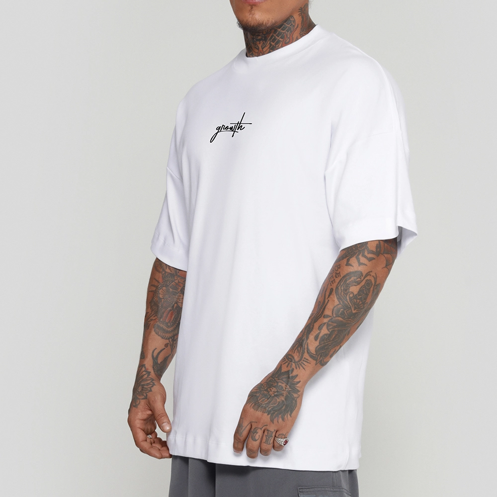 Camiseta Growth Oversized Manuscrito Branco