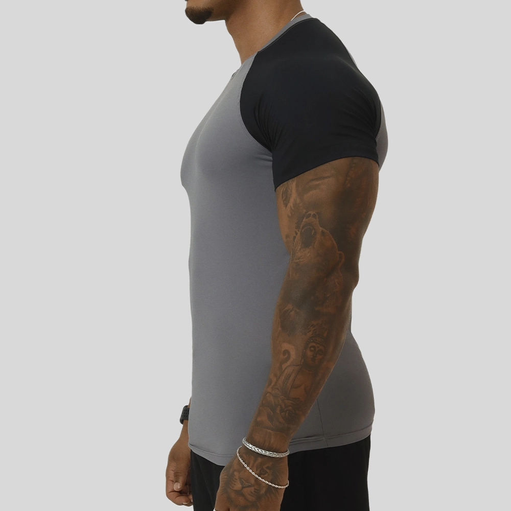 Camiseta Termica Manga Curta Growth Manuscrito Duo Cinza/Preta