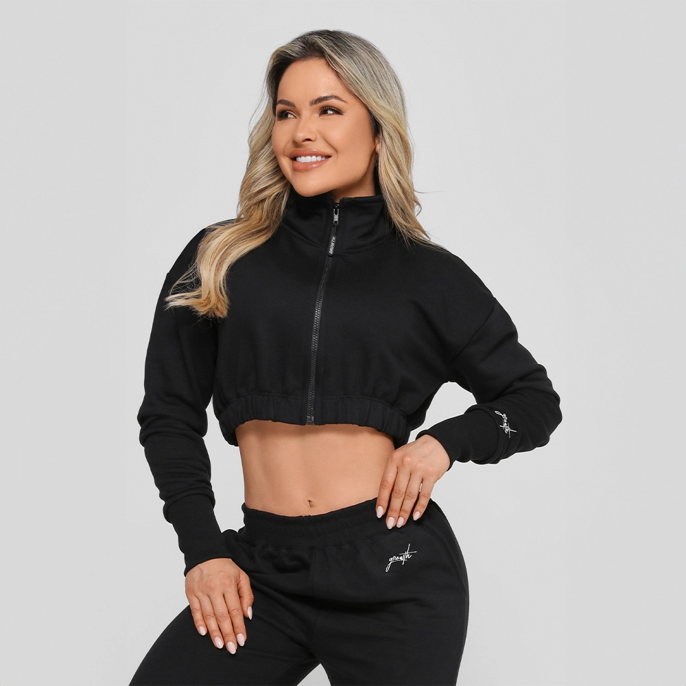 Jaqueta Moletom Cropped Growth Preto