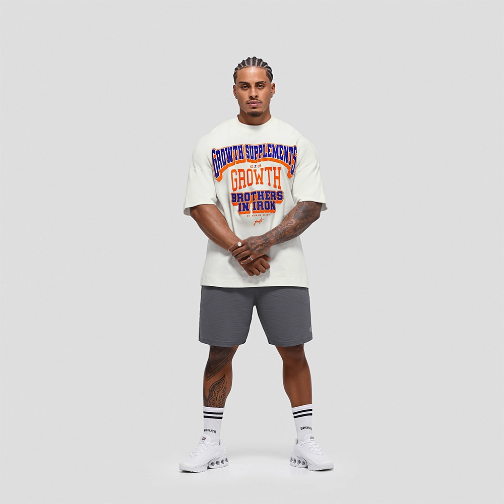 Camiseta Oversized Growth College Off White/Laranja
