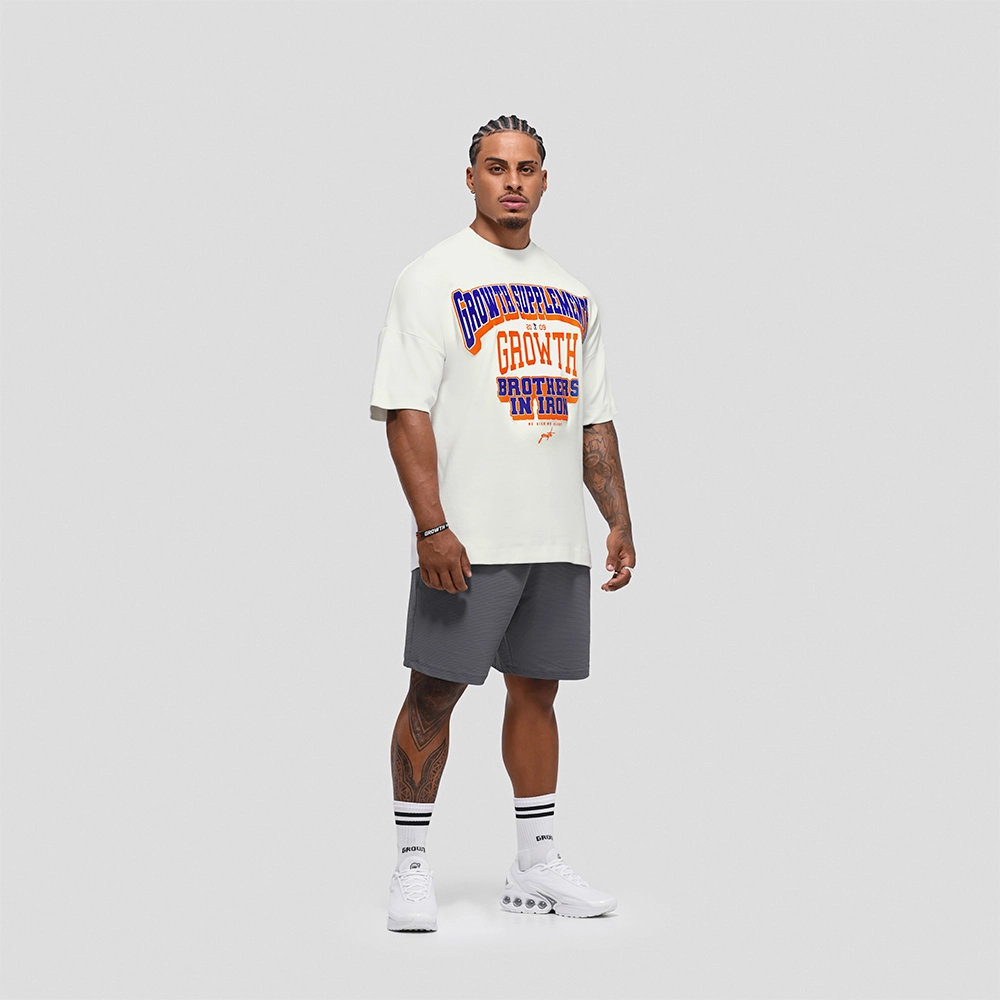 Camiseta Oversized Growth College Off White/Laranja