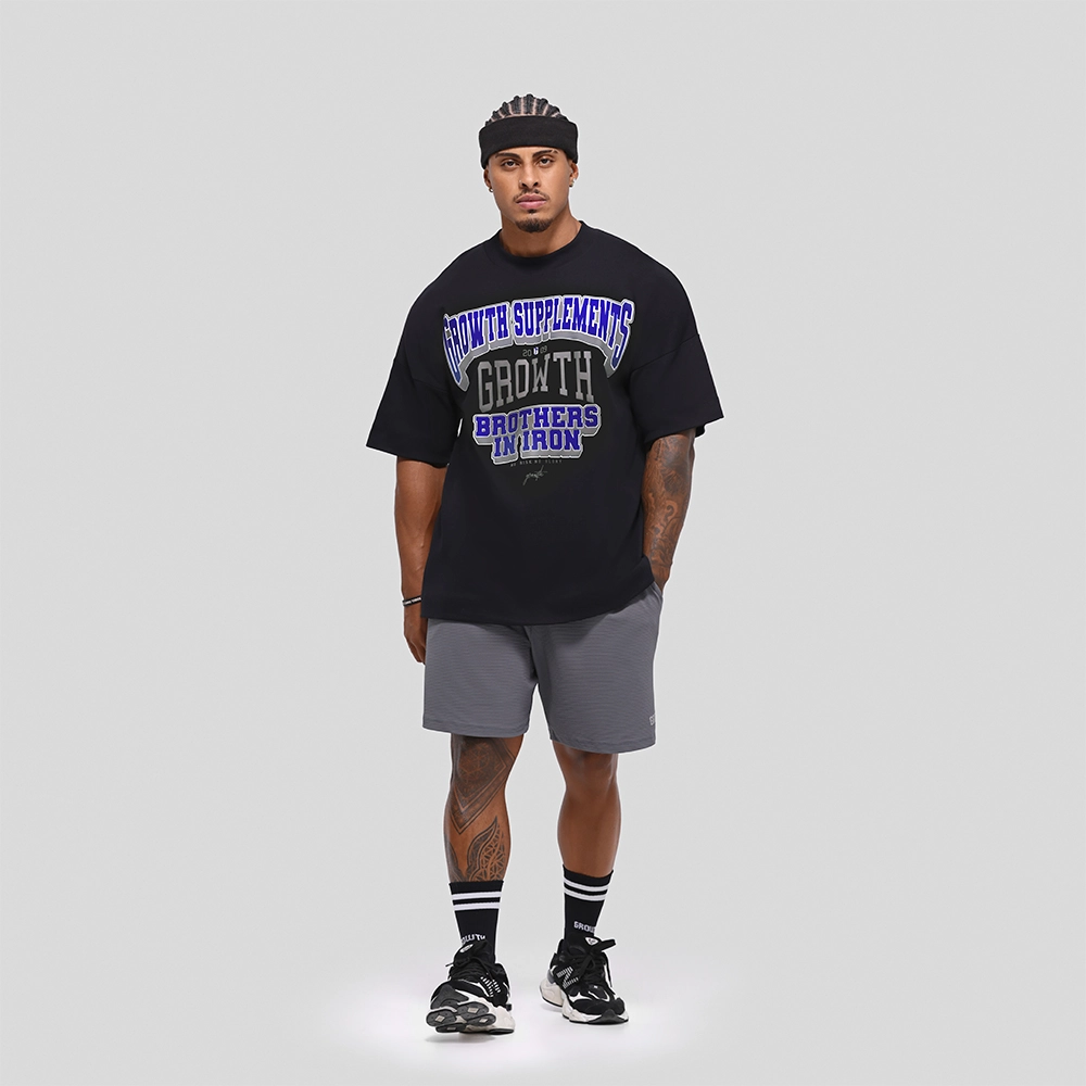 Camiseta Oversized Growth College Preta/Azul