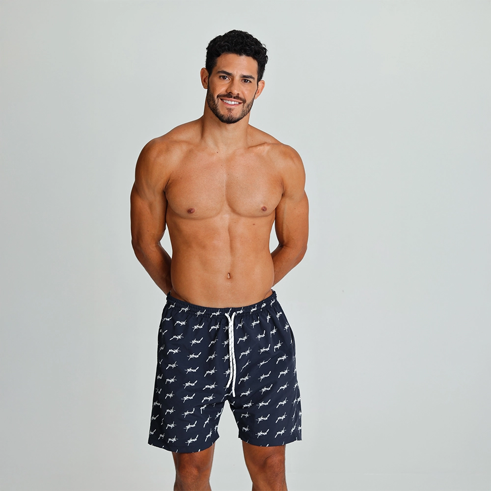 Short banho Growth Estampado Marinho com Off White
