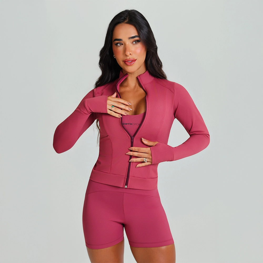 Jaqueta Growth Ziper e Bolsinhos Rose