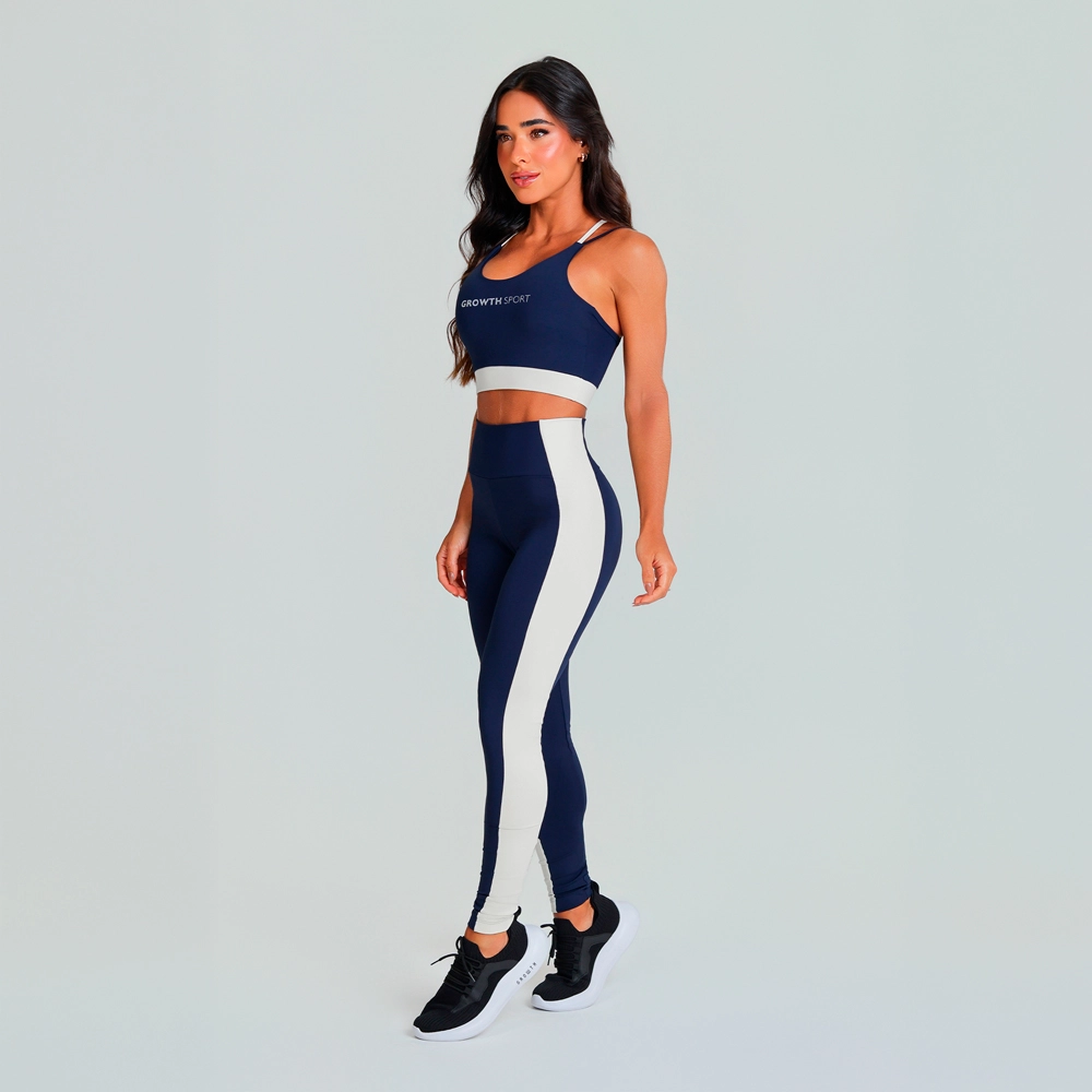 Legging Growth Lateral Contrastante Azul Marinho