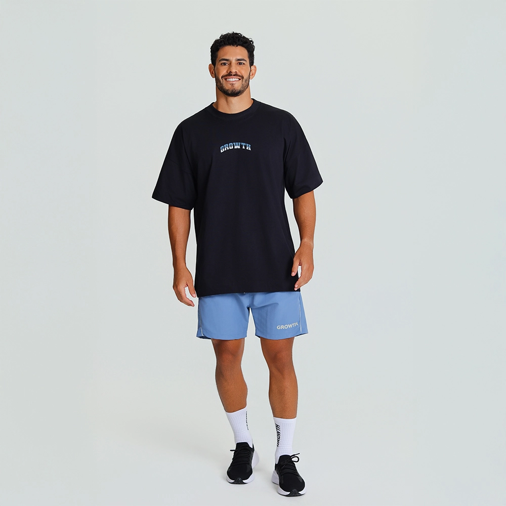 Camiseta Growth Oversized Duo Logo Azul com cinza