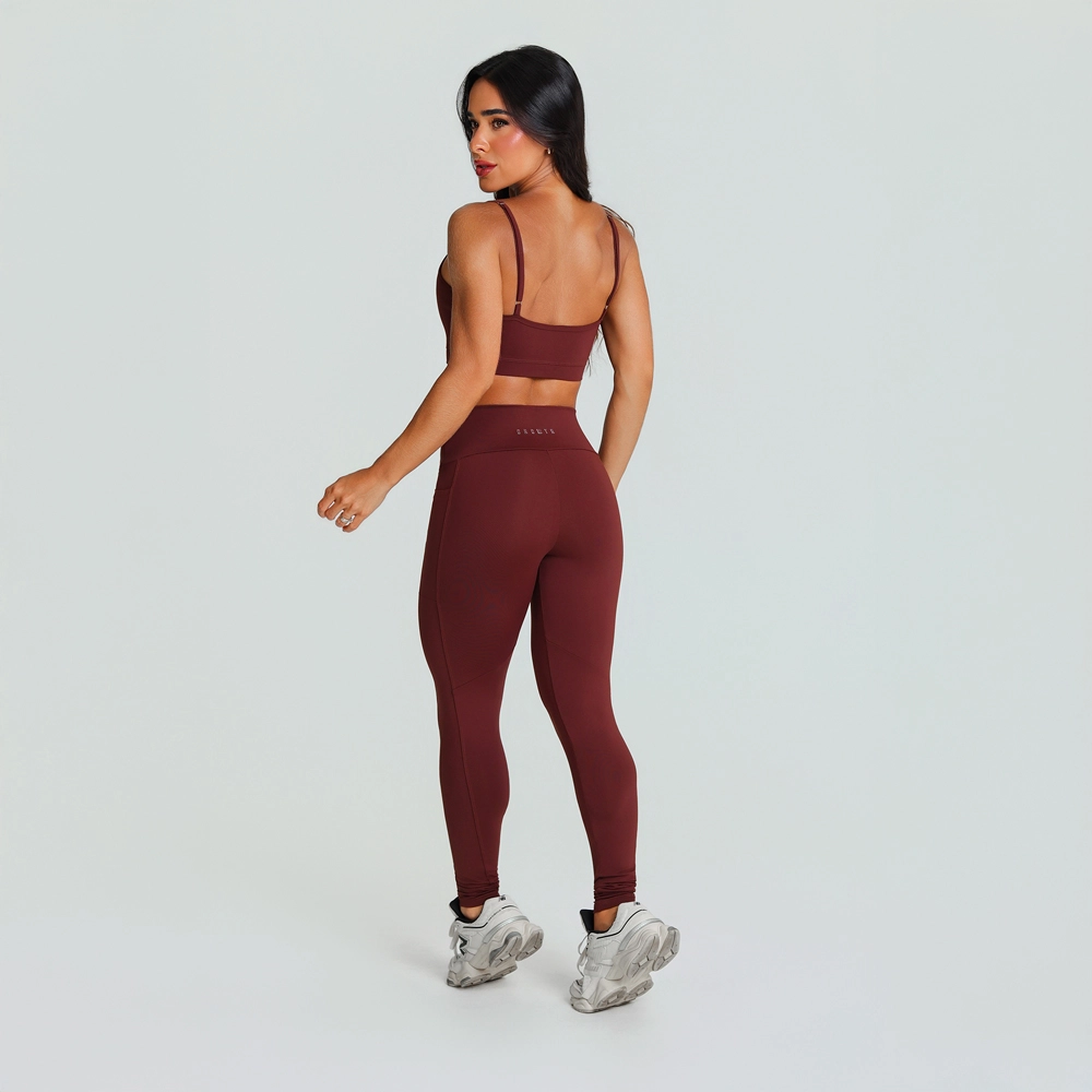 Legging Growth Bolsos Marrom Couro