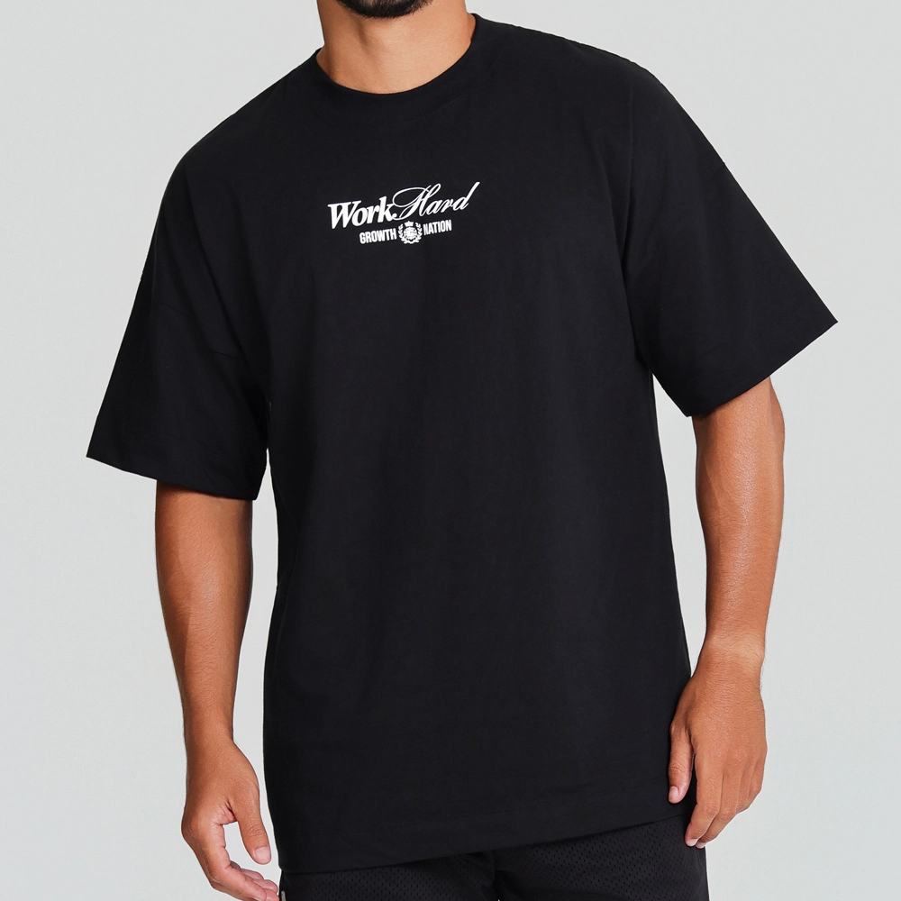 Camiseta Oversized Growth Work Hard Preto 