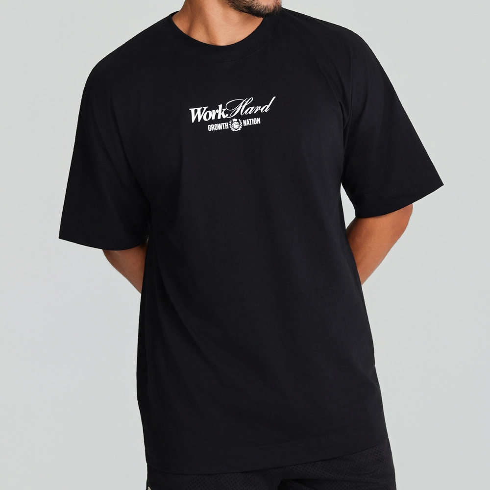 Camiseta Oversized Growth Work Hard Preto 