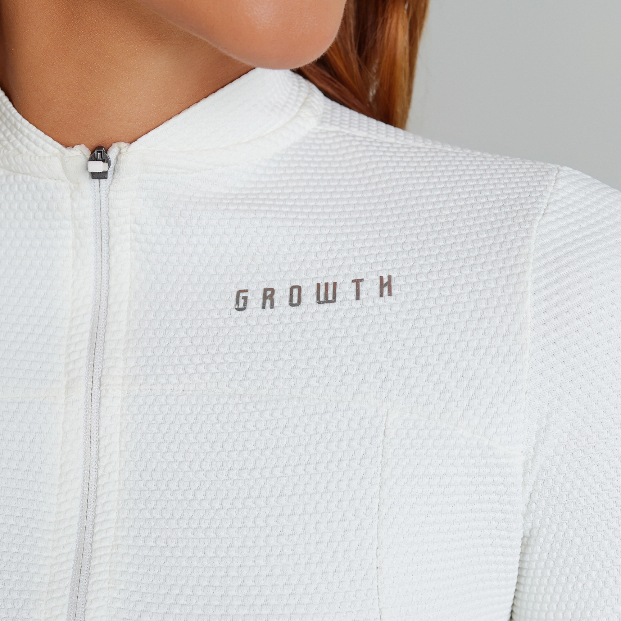Jaqueta Growth Ziper Malha Texturizada Off White
