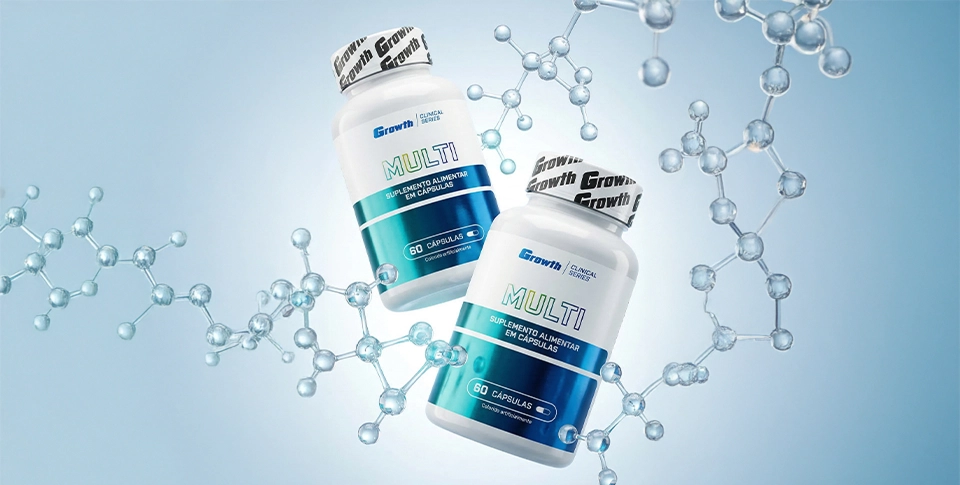MULTIVITAMÍNICO EM UM FUNDO AZUL