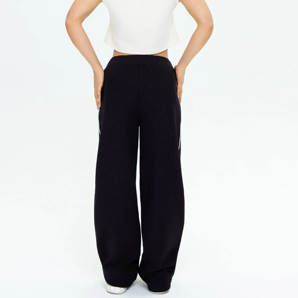 Calça Moletom Flare Vivo Lateral Preto Com Off White