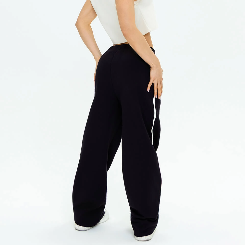 Calça Moletom Flare Vivo Lateral Preto Com Off White