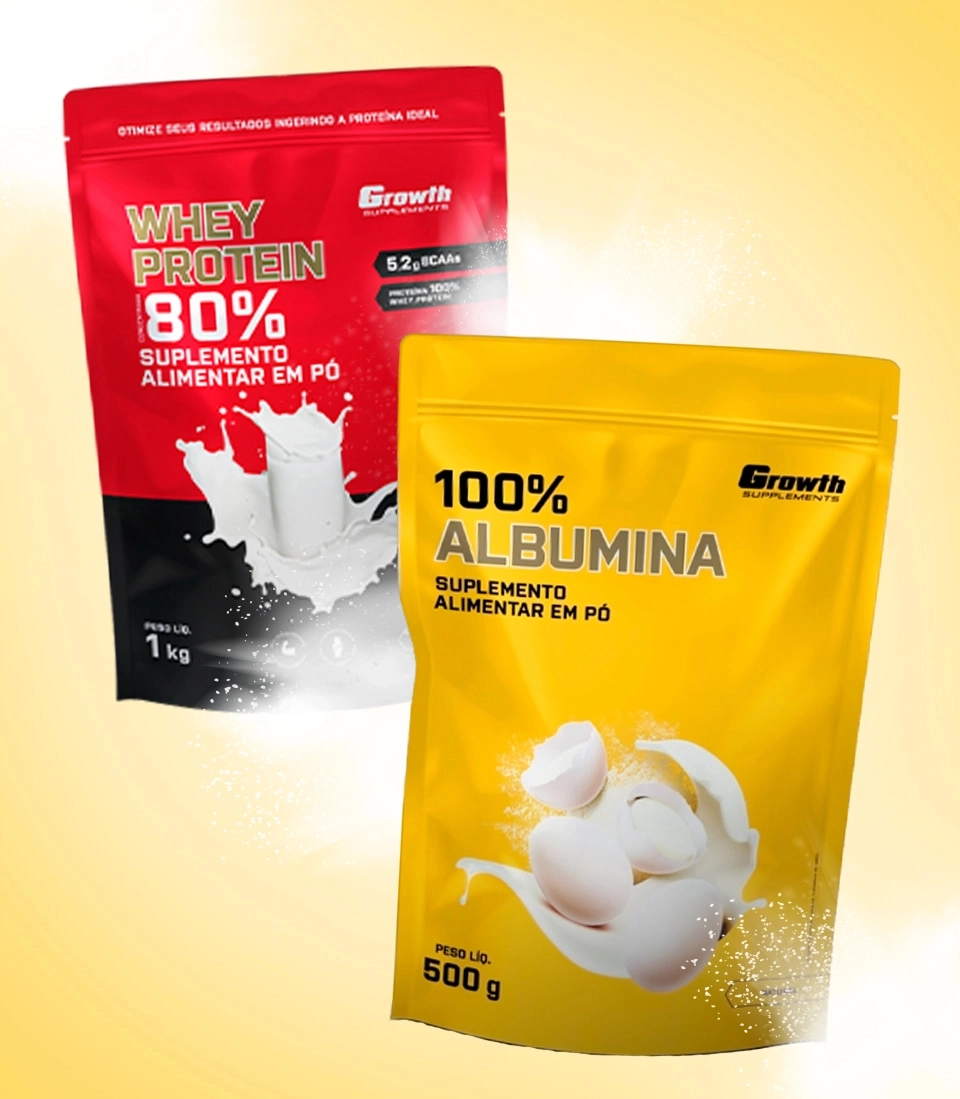 GROWTH SUPPLEMENTS - Embalagens de Whey Protein Concentrado e Albumina